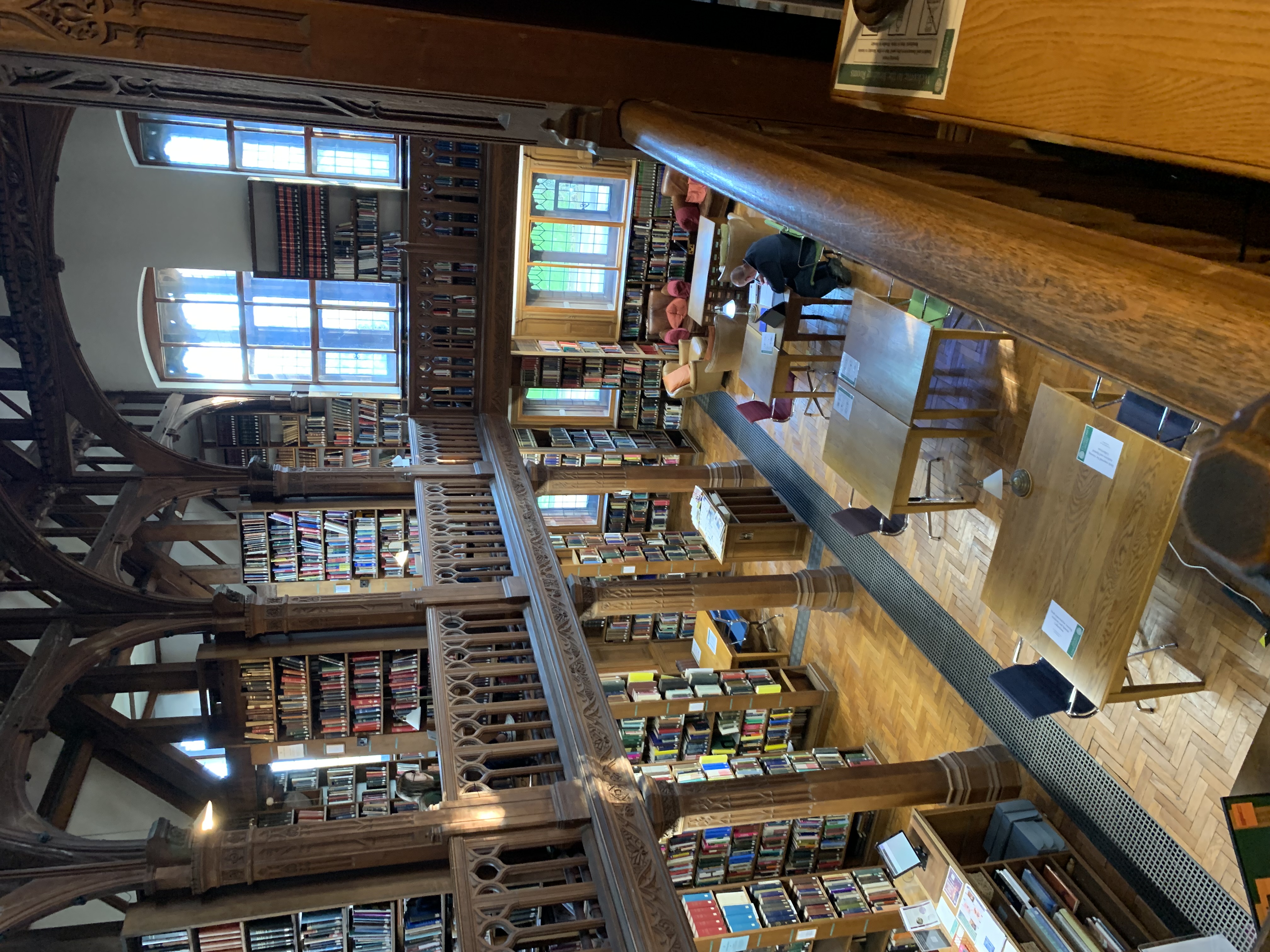 Gladstone Library's theology room, pictured from the second floor